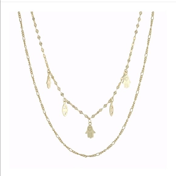 Sterling silver Double Row Hamsa & evileye Choker - Picture 1 of 2